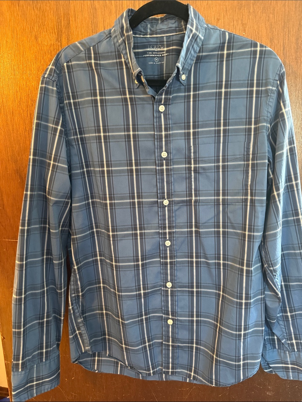 J. Crew Blue and White Plaid Button-Down Shirt - Men's